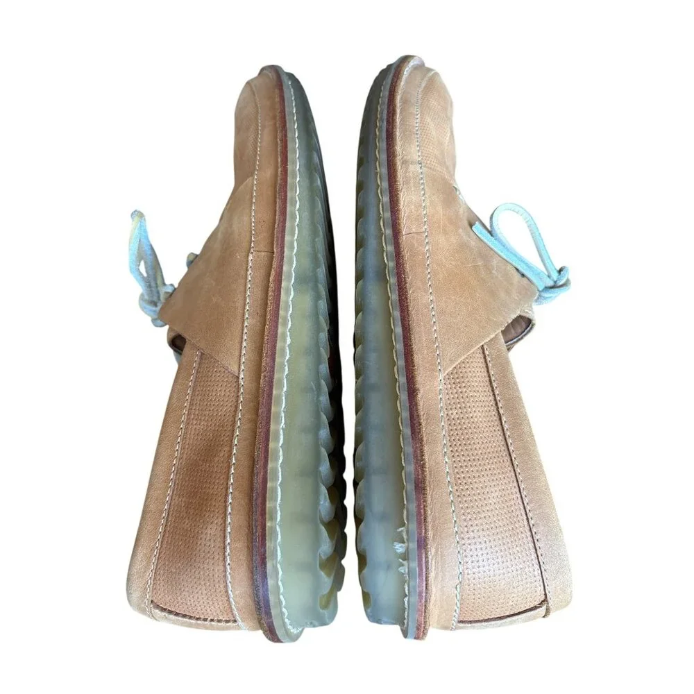 Clarks Mens Shoe Size 12 Grafted Sail Durable Boat Tan Leather Loafers Laces EUC